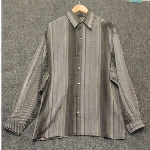 Manzini Collection Blouse Womens Large Black Polka Dot Long Sleeve Button Up Top